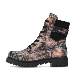 Rieker Damen Biker Boots rosa-orange-metallic