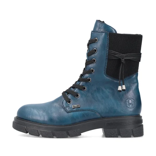 Rieker Damen Biker Boots petrol-schwarz