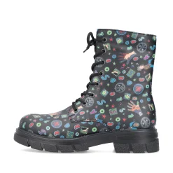 Rieker Damen Biker Boots multi-schwarz