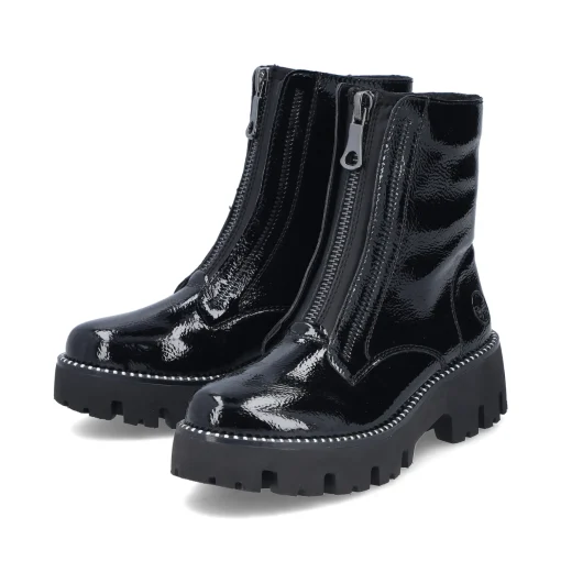 Rieker Damen Biker Boots glanzschwarz