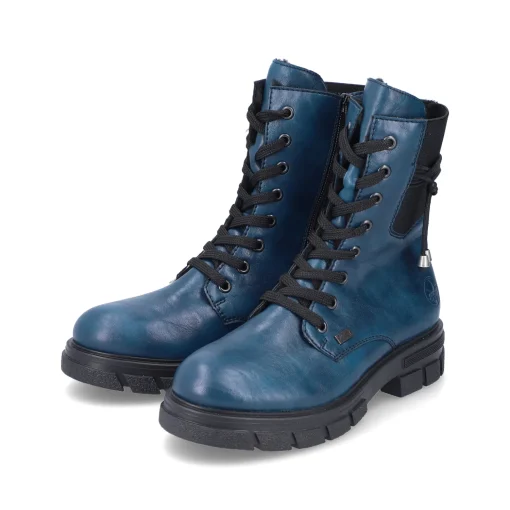 Rieker Damen Biker Boots petrol-schwarz