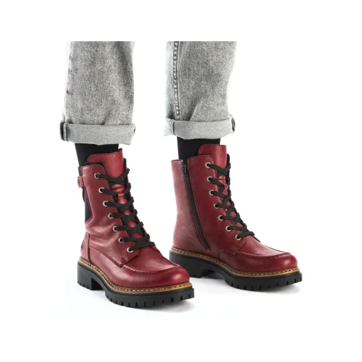 Rieker Damen Biker Boots erdbeerrot