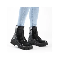 Rieker Damen Biker Boots glanzschwarz