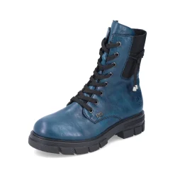 Rieker Damen Biker Boots petrol-schwarz