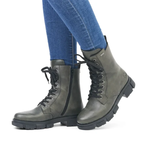 Rieker Damen Biker Boots grüngrau