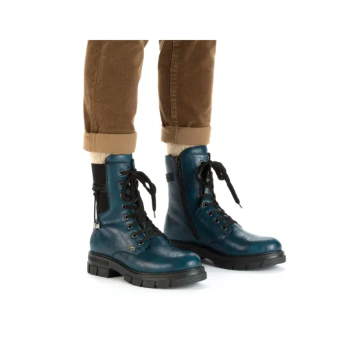 Rieker Damen Biker Boots petrol-schwarz