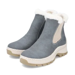 Rieker Damen Chelsea Boots graublau-beige