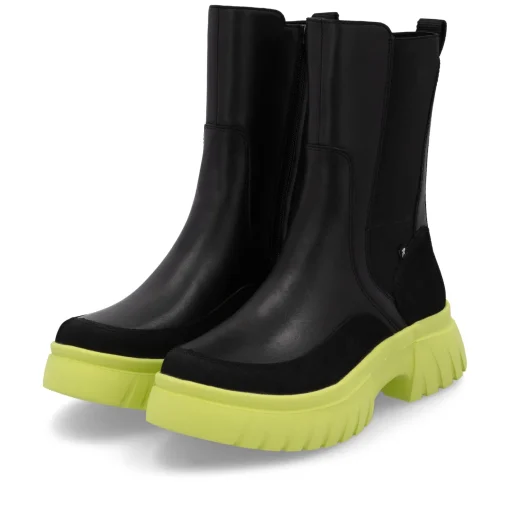 Rieker Damen Chelsea Boots urbanschwarz-neongrün
