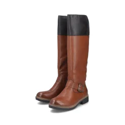 Rieker Damen Hochschaftstiefel karamellbraun-schwarz
