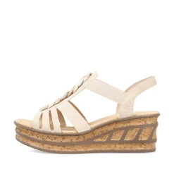 Rieker Damen Keilsandaletten cremebeige