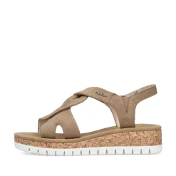 Rieker Damen Keilsandaletten braun-beige