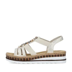 Rieker Damen Keilsandaletten beige-metallic
