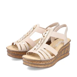 Rieker Damen Keilsandaletten cremebeige