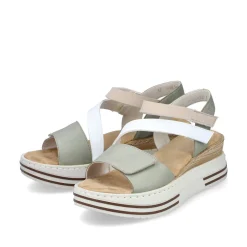 Rieker Damen Keilsandaletten mintgrün-weiß-beige