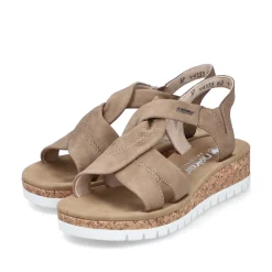 Rieker Damen Keilsandaletten braun-beige