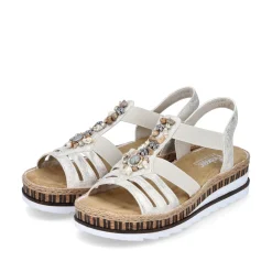 Rieker Damen Keilsandaletten beige-metallic