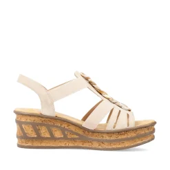 Rieker Damen Keilsandaletten cremebeige