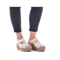 Rieker Damen Keilsandaletten cremebeige