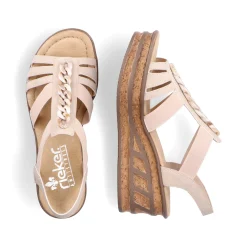 Rieker Damen Keilsandaletten cremebeige