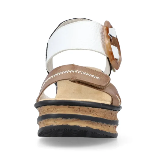 Rieker Damen Keilsandaletten braunbeige-reinweiß