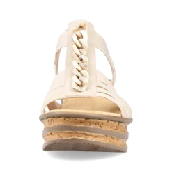 Rieker Damen Keilsandaletten cremebeige