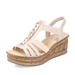 Rieker Damen Keilsandaletten cremebeige