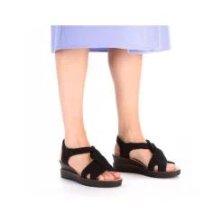 Rieker Damen Keilsandaletten tiefschwarz