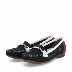 Rieker Damen Loafer ozeanblau-feuerrot