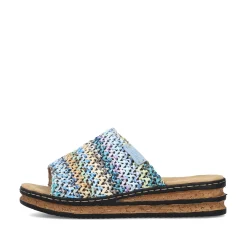 Rieker Damen Pantoletten multi-himmelblau