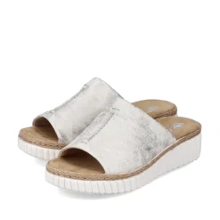 Rieker Damen Pantoletten silber-platin-metallic