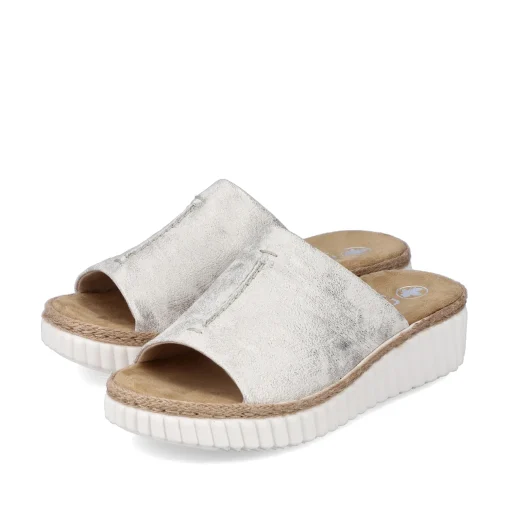 Rieker Damen Pantoletten silber-platin-metallic