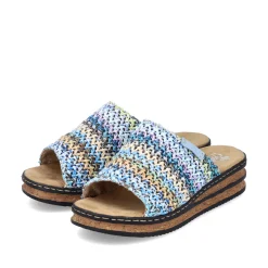 Rieker Damen Pantoletten multi-himmelblau