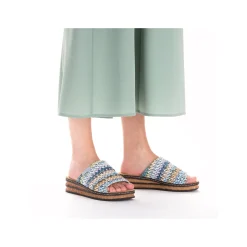 Rieker Damen Pantoletten multi-himmelblau