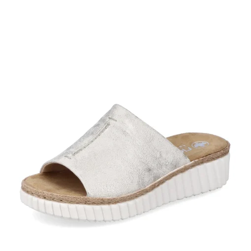 Rieker Damen Pantoletten silber-platin-metallic