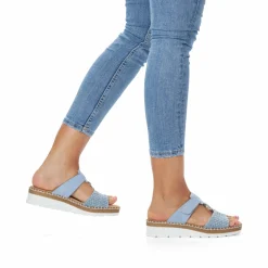 Rieker Damen Pantoletten hellblau