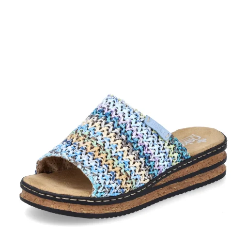 Rieker Damen Pantoletten multi-himmelblau