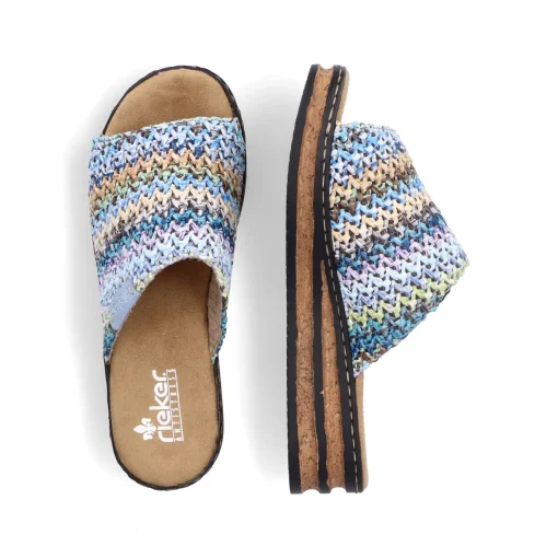 Rieker Damen Pantoletten multi-himmelblau