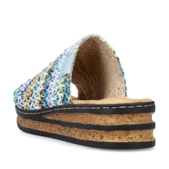 Rieker Damen Pantoletten multi-himmelblau
