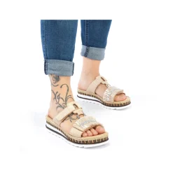 Rieker Damen Pantoletten cremebeige