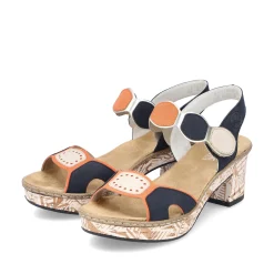 Rieker Damen Riemchensandaletten pastellorange-pazifikblau