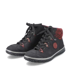 Rieker Damen Schnürschuhe graphitschwarz-weinrot