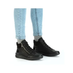 Rieker Damen Schnürschuhe asphaltschwarz