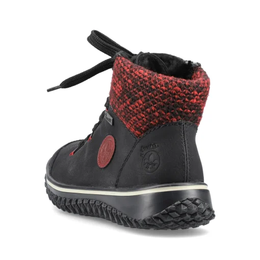 Rieker Damen Schnürschuhe graphitschwarz-weinrot