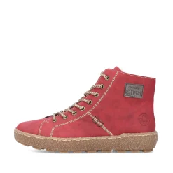 Rieker Damen Schnürstiefel erdbeerrot