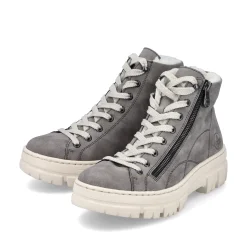 Rieker Damen Schnürstiefel quarzgrau