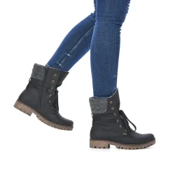 Rieker Damen Schnürstiefel nachtschwarz