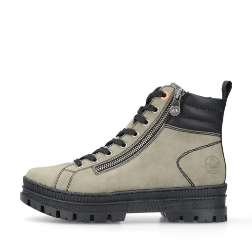 Rieker Damen Schnürstiefel graugrün-schwarz