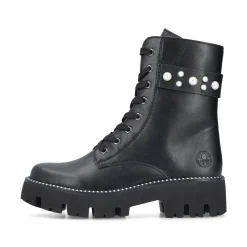 Rieker Damen Schnürstiefel mattschwarz