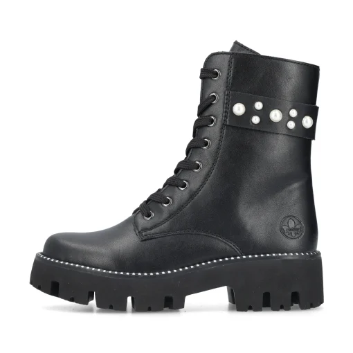 Rieker Damen Schnürstiefel mattschwarz