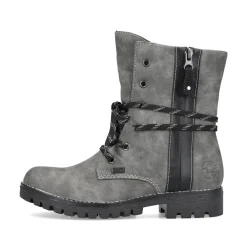 Rieker Damen Schnürstiefel mondgrau